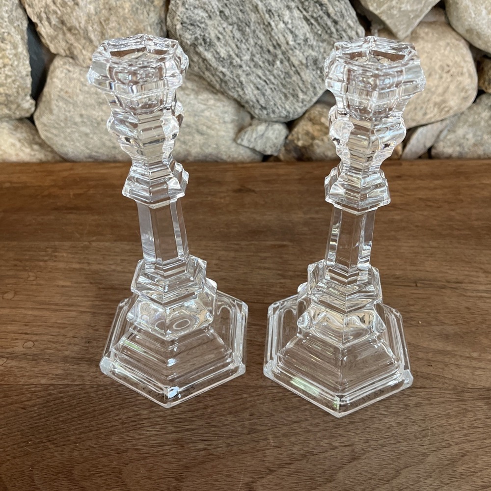 Tiffany & Co. Clear Crystal Pair of Faceted Candlesticks - Picture 2 of 9